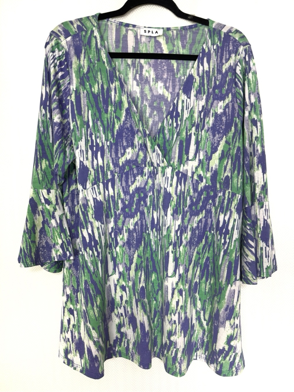 SPLA Surplice Blouse with Ruffled 3/4 Sleeves Size 1X